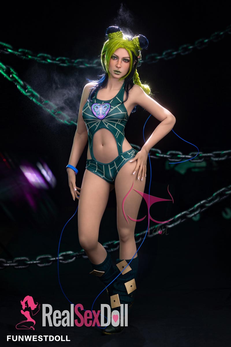 159cm / 5ft2 A-cup Green Hair Small Chest Sex Doll Elina vista 4