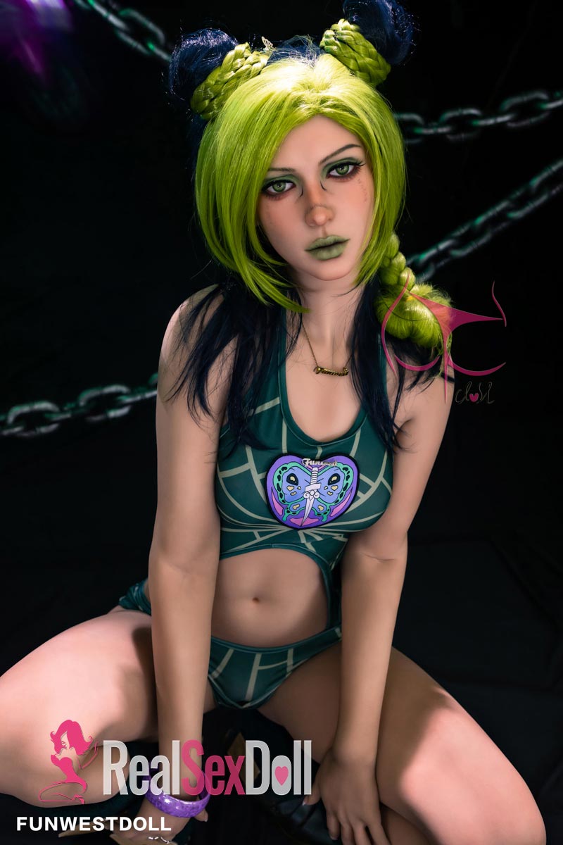 159cm / 5ft2 A-cup Green Hair Small Chest Sex Doll Elina vista 7