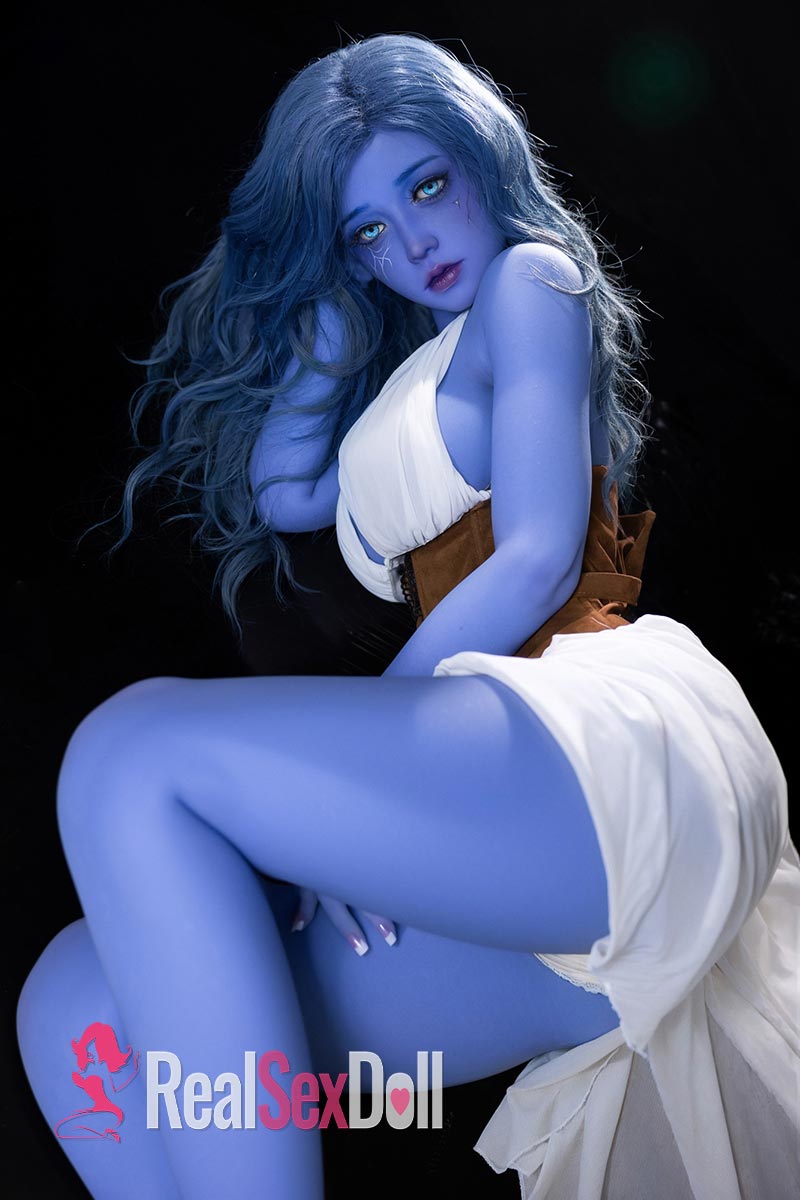 158cm/5ft2 Blue Skin Curvy Elf TPE Sex Doll Livia With Head #225 vista 4