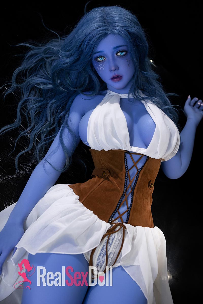 158cm/5ft2 Blue Skin Curvy Elf TPE Sex Doll Livia With Head #225 — 158cm — TPE