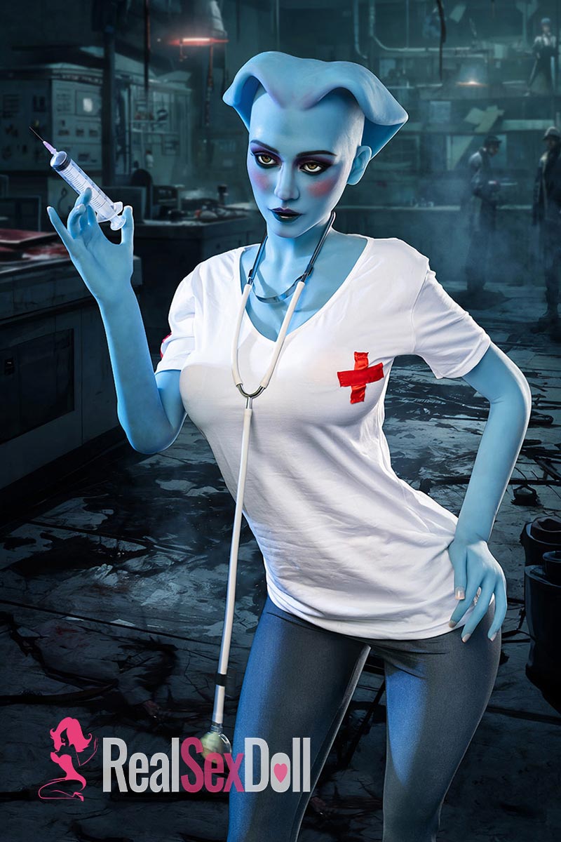 170cm/5ft7 G cup Alien Nurse Sex Doll Bid With Head #A14 vista 3