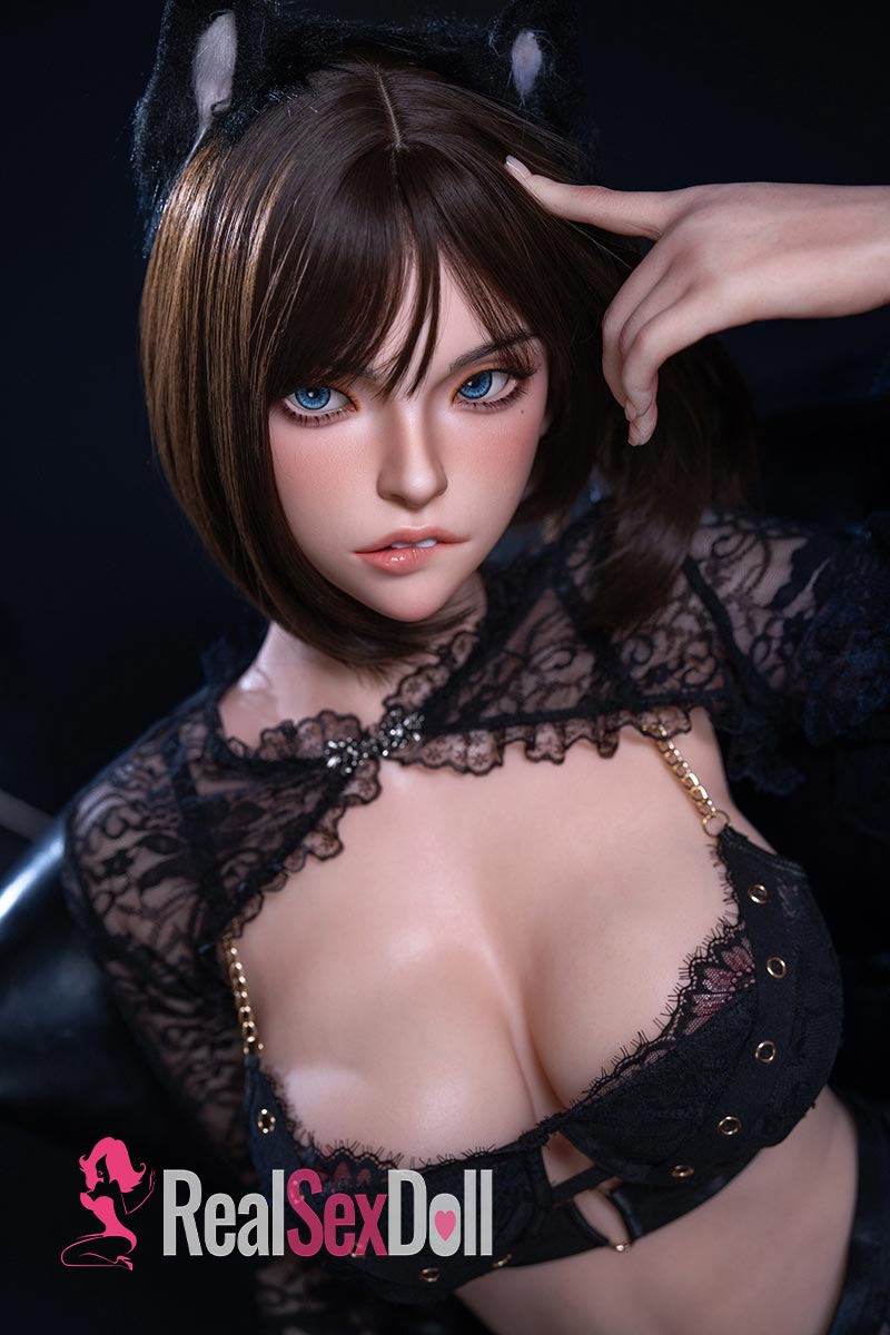 158cm / 5ft2 D-Cup Lip biting Silicone Sex Doll Ada with ROS Head T05