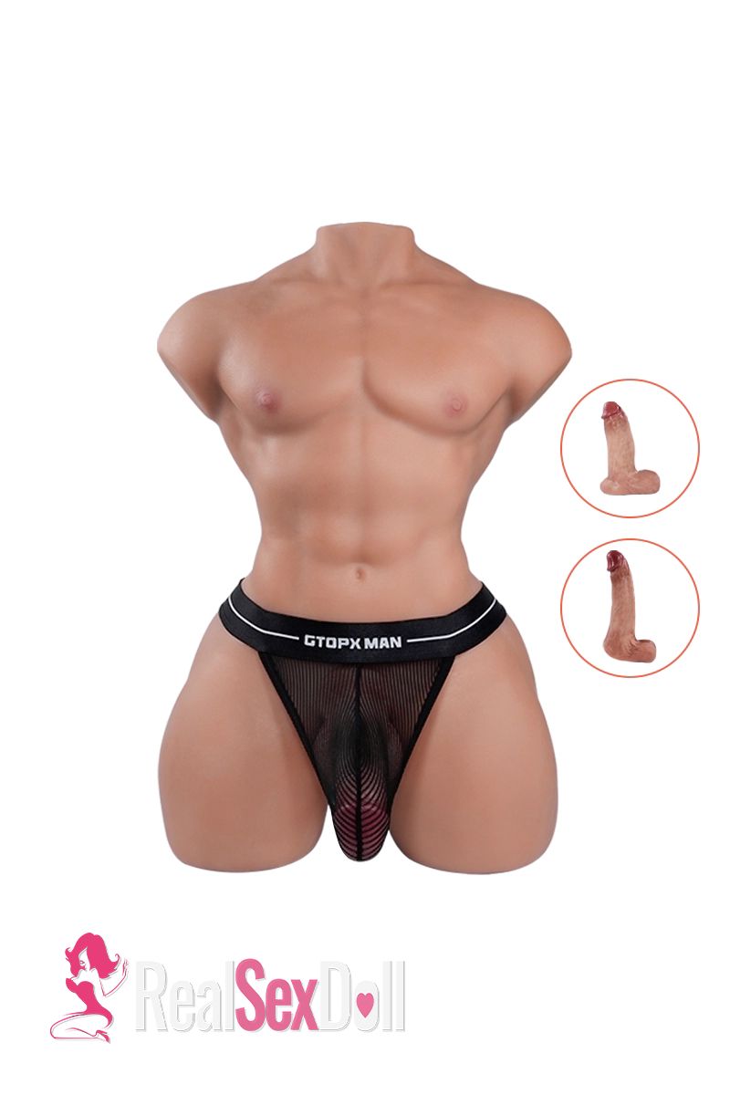58cm 36.4lbs Big Penis Male Sex Doll Torso Mark Pro with 3 Removable Silicone Dildos, In Stock — 58cm — TPE