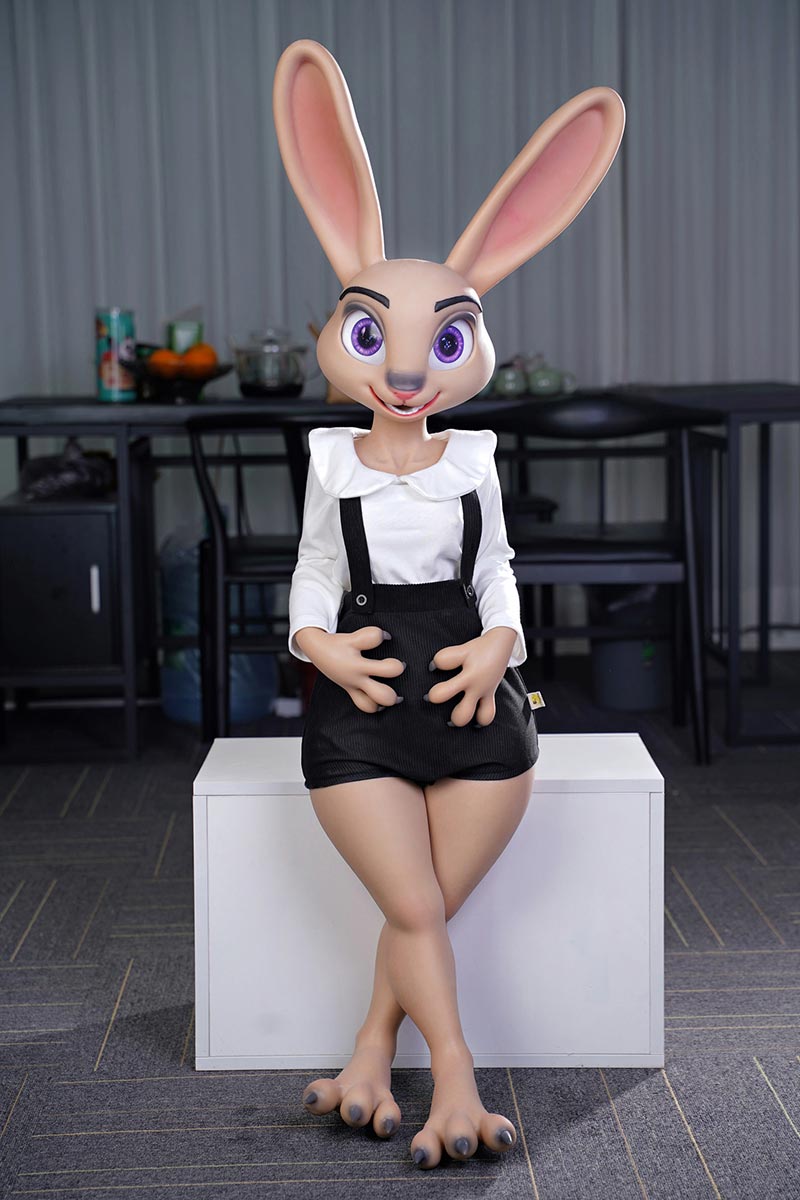 All-In-One Seamless Neck Furry Bunny Silicone Sex Doll Rabittie (ROS Head) vista 3