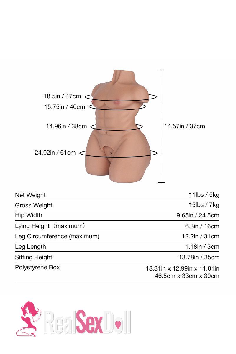 11lbs TPE Male Sex Doll Torso Leo Compatible with Silicone Dildo vista 3