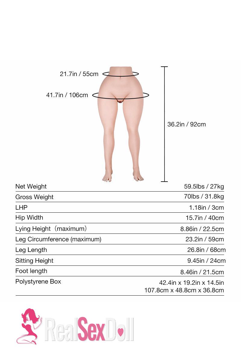 92cm / 36.5 TPE Sex Doll Leg Rebecca, 27kg(59.5lbs) vista 3